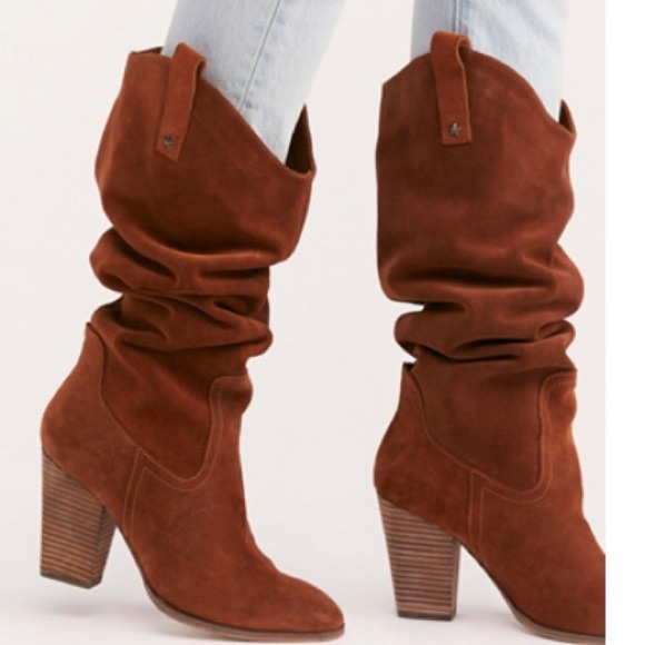 New! Free People slouchy tall heeled cowboy boots - Picture 3 of 8